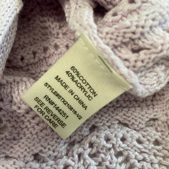 Jessica Simpson Crochet Knit Lavender Tie Top Size Small Boho Coastal western - Picture 7 of 7